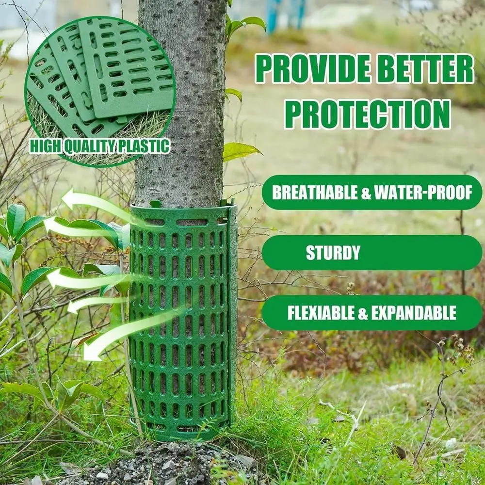 Premium Adjustable Tree Trunk Protector Thickened Green Sapling Tree Cover with Buckle Breathable Holes Garden Tree Board Lawn