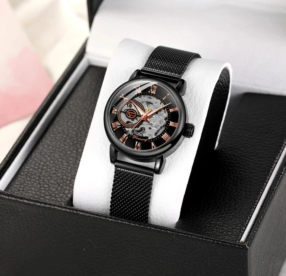 Forsining 99 Fashion Elegant Skeleton Watch for Women New Luxury Factory Mechanical Wristwatches Rose Golden Lady Watches