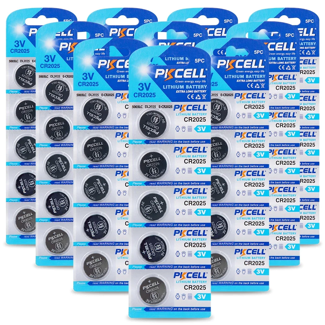 50Pcs 150mah CR2025 3V Lithium Battery DL2025 BR2025 KCR2025 For Car Remote Control Watch Motherboard Scale Button Coin Cells