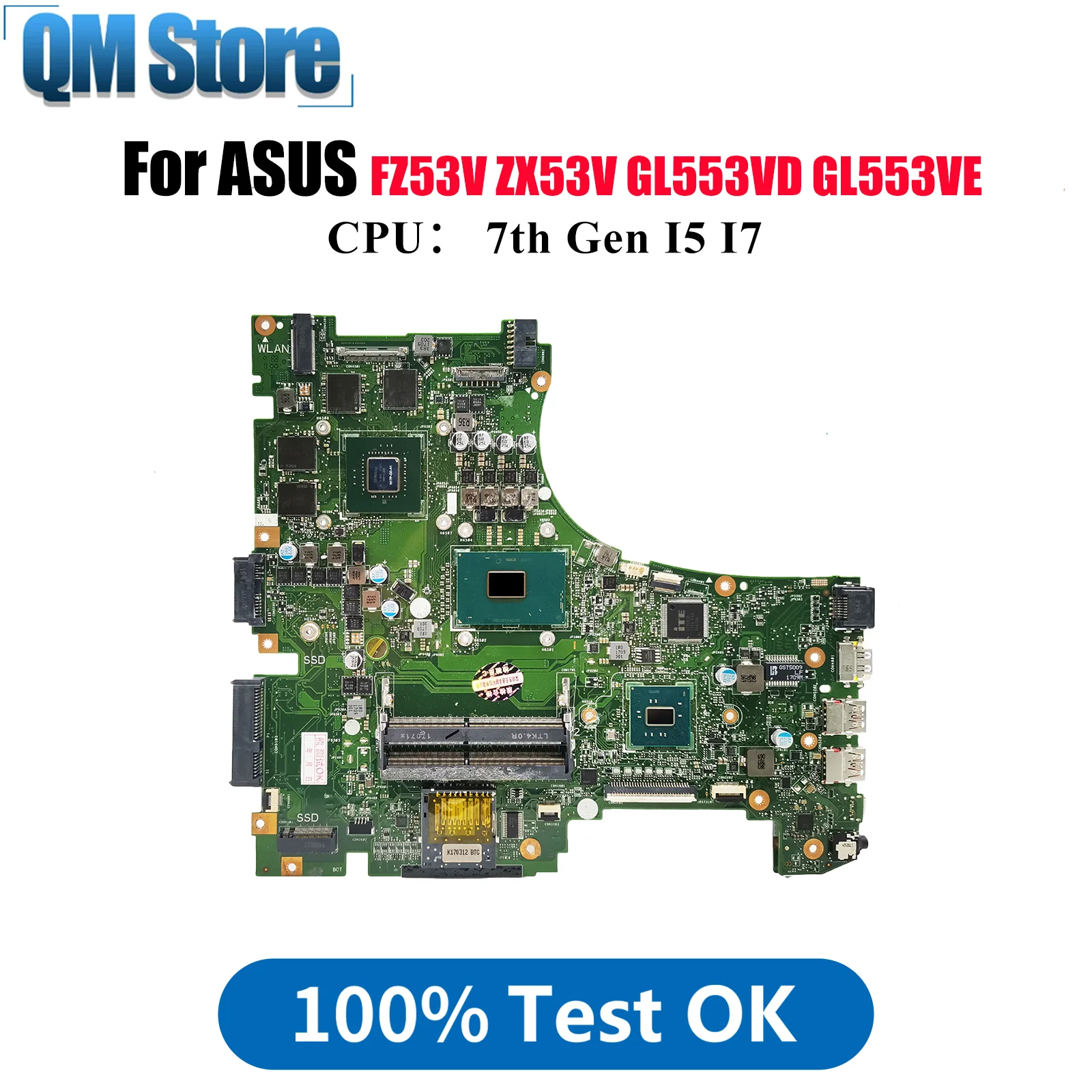 

Материнская плата для ноутбука GL553VD для ASUS ROG GL553VE ZX53VW ZX53V GL553V FX53VW ZX63V GL553VD FZ53V, материнская плата с процессором I5 I7, тест ОК