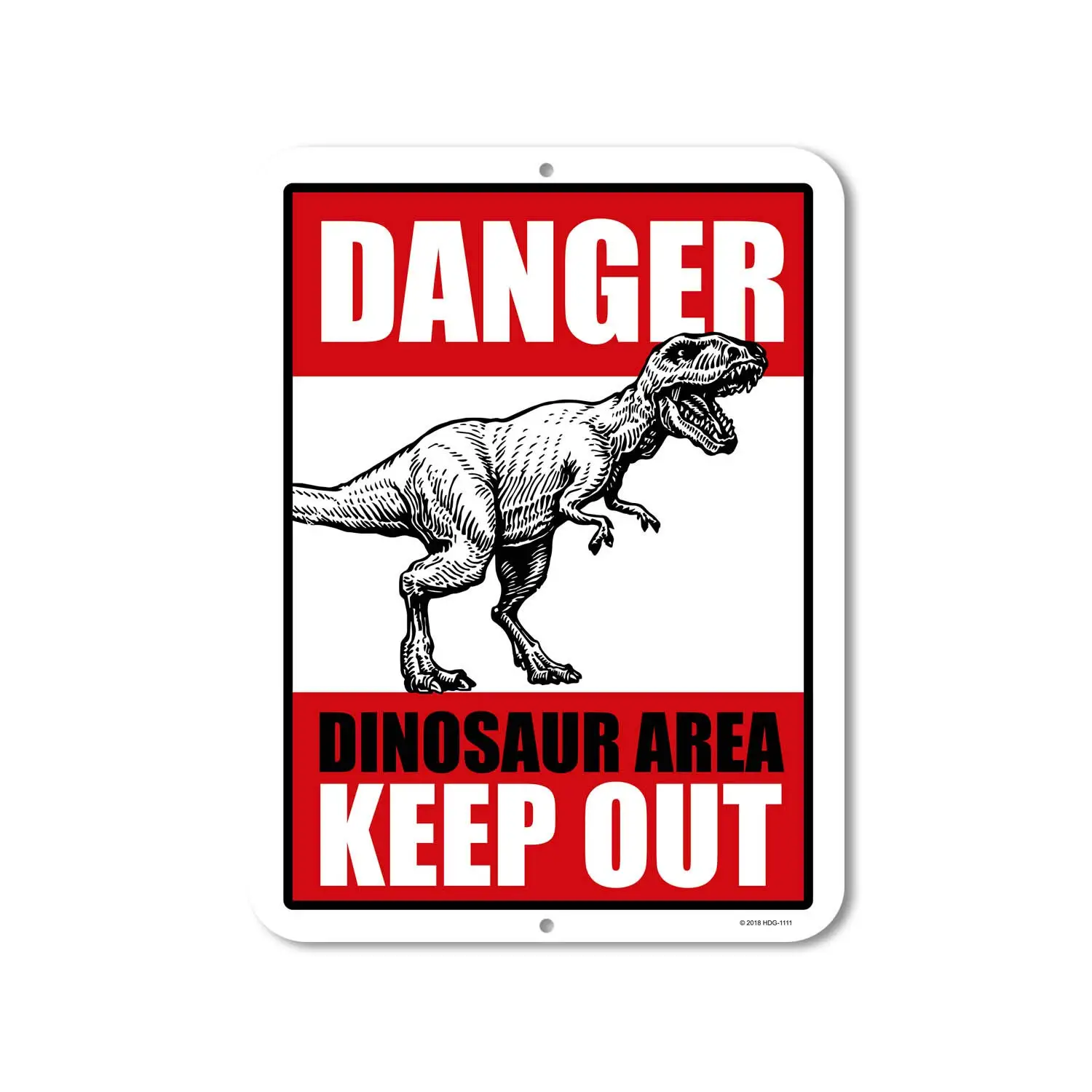Honey Dew Gifts, Dinosaur Decor, Danger Dinosaur Area Keep Out, 9  by 12  Novelty Tin Sign, Kids Room Decor, Made in USA, HDG-11