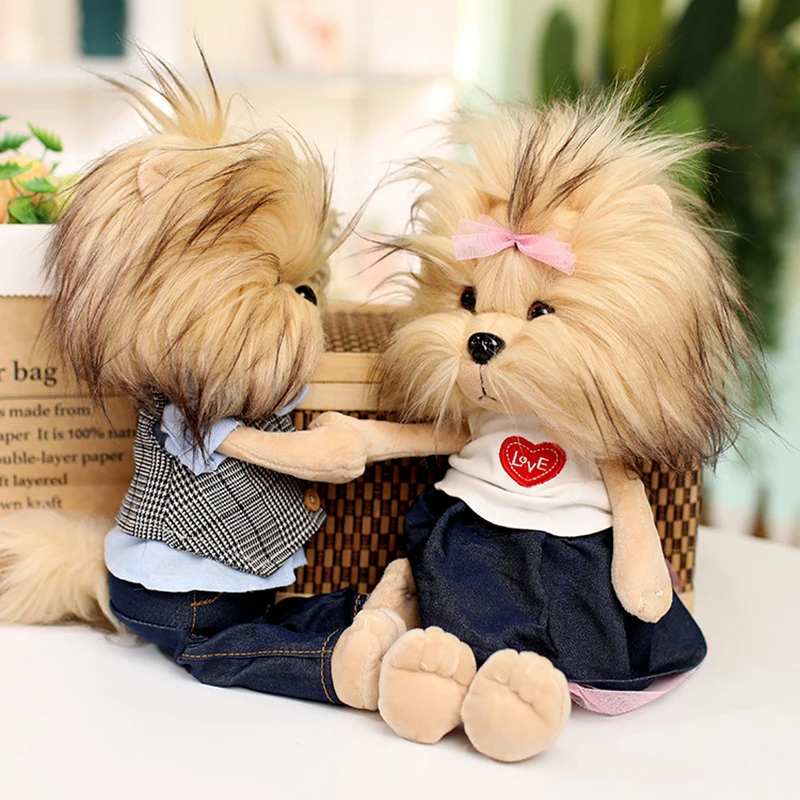 40cm Lifelike Yorkshire Terrier Plush Toy Simulation Stuffed Animal Couple Dog Doll Models Room Decor Kids Lovers