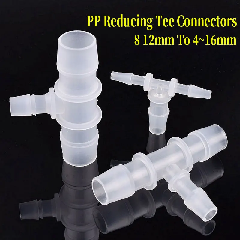Food Grade PP 8 12mm To 4~16mm Reducing Tee Connectors Aquarium Tank Hose Connector Irrigation Reducer Hose Pagoda Tee Joint