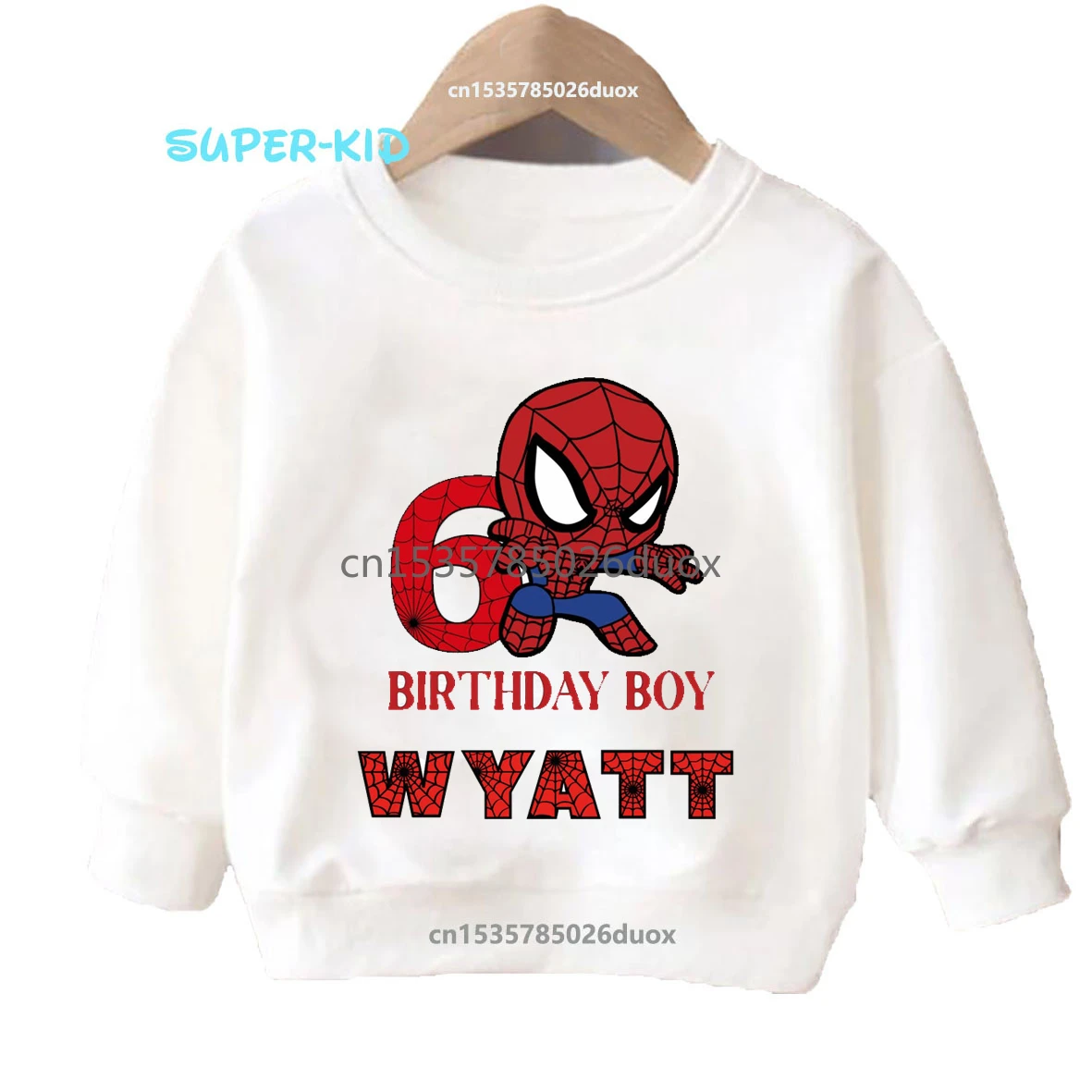 2024 New Winter Birthday Spiderman Personalize Name Boy Hoodies 2 3 4 5 6 7 8 9 Years Marvel Spiderman Birthday Boys Sweatshirts