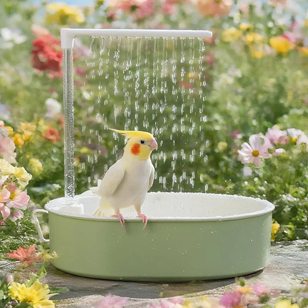 Chuveiro para Pássaros Anti-Respingo Parrot Bath com Bomba Silenciosa Alimentada por USB, Chuveiro Automático para Caturras, Conures, Periquitos e Agapornis