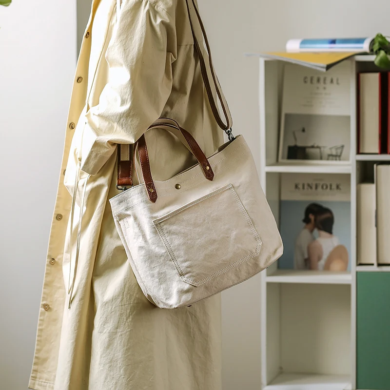 

Large Capaci Canvas Tote Bag Single oulder Handbag Women's Faion Brand Casual Sle Retro Stitching Elements Youth Suit...