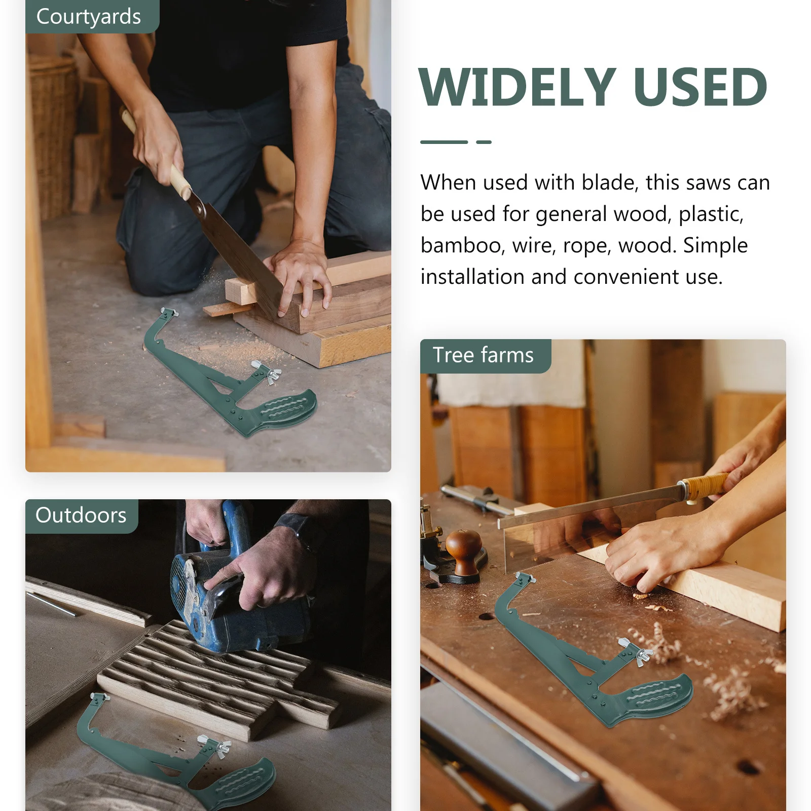 1개 핸드 프레임 휴대용 철제 활형 조절 가능한 텐션 논슬립 핸들 목재 플라스틱 대나무 절단에 이상적