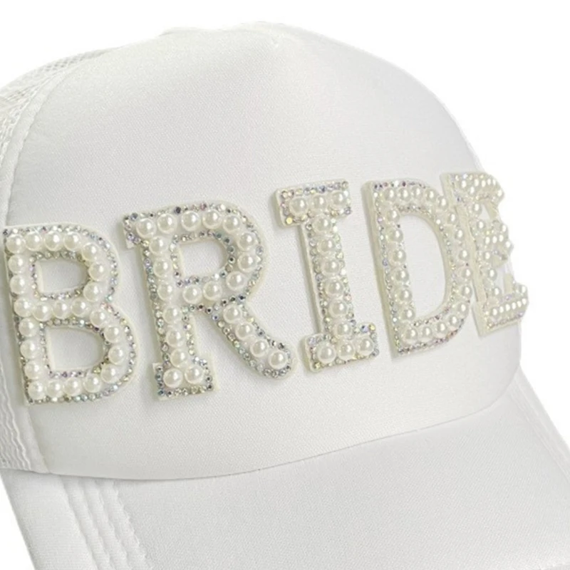 Pearl Letter Bride for Bridal Shower Party Newlywed Groom Bride Baseball