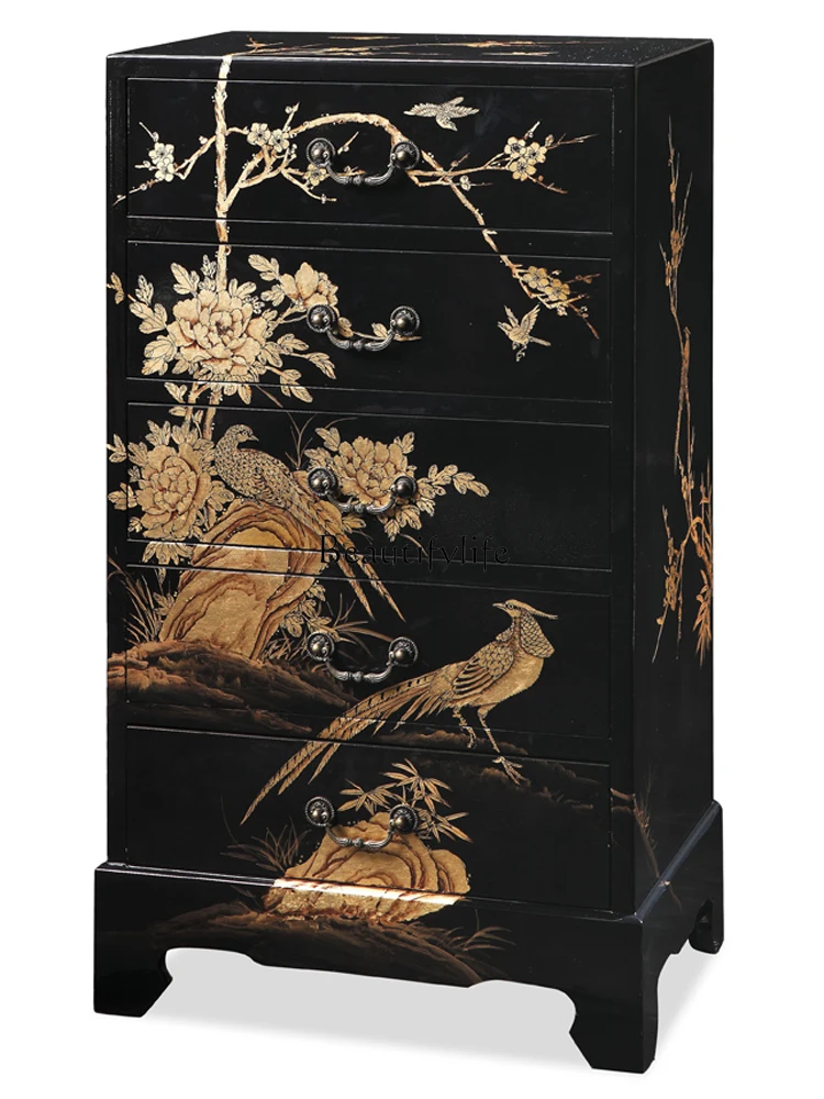 Moderne einfache chinesische Retro schwarz lackierte dekorative Vitrine