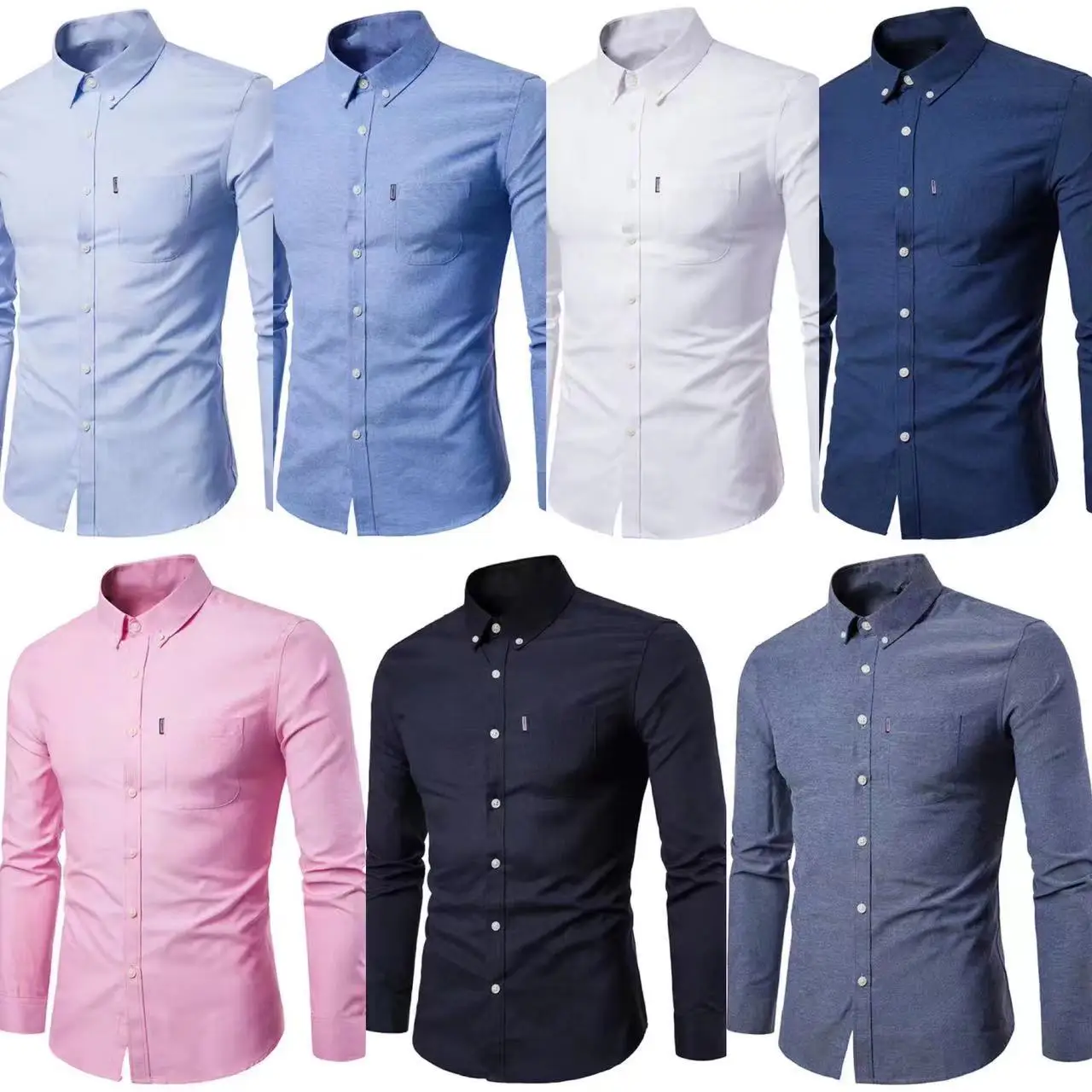 

New Oxford Men's Shirt Korean Style Non-ironing Slim Fit Solid Color Middle-aged and Young Casual Business Men's Wear