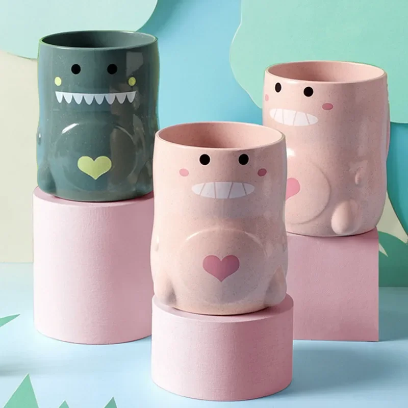 Tasse de lavage de dents de dinosaure de dessin animé mignon, tasse de rince-bouche, plastique respectueux de l'environnement, respectueux de la normalisation, fournitures pour couples, HOSupplies