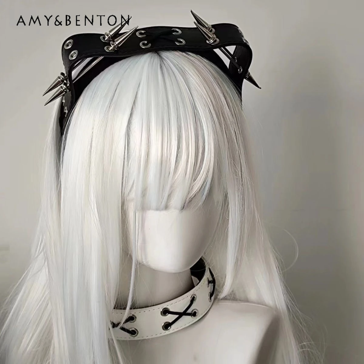 

Dark Punk Cat Ear Rivet Headband Subculture Pointed Paw Cat Heavy Metal Leather Hair Bands Spice Girl Gothic Hair Accessories