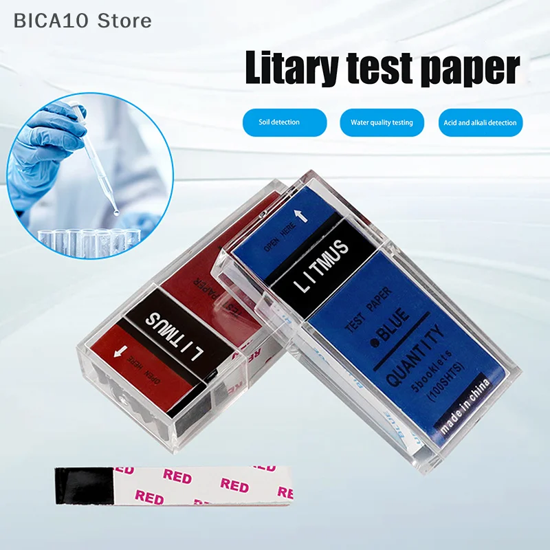 Laboratory Acid Alkali Diagnostic; 100 Red/Blue Strips/Box; pH Test Paper for Soil and Water Analysis
