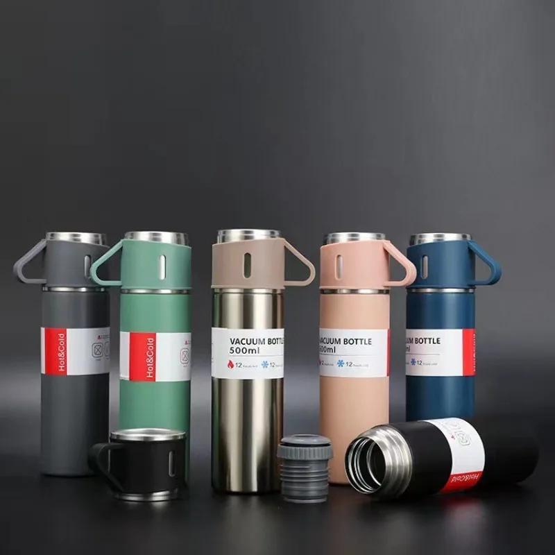 500ml Stainless Steel Tea and Coffee Mug Vacuum Insulated Bottle Lid with Mugs Travel Coffee Mug Suitable for Cold Hot Drinks