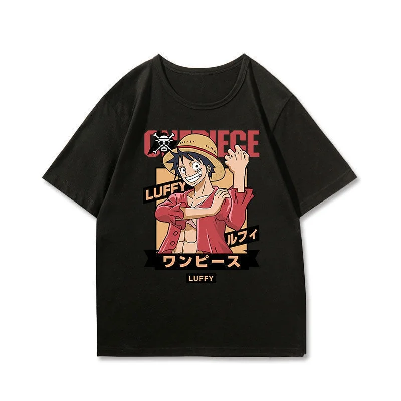 

2026 Summer One Piece Munch D. Luffy Anime Printed Cotton Oversized T-shirt, Manga Style Casual Short Sleeve