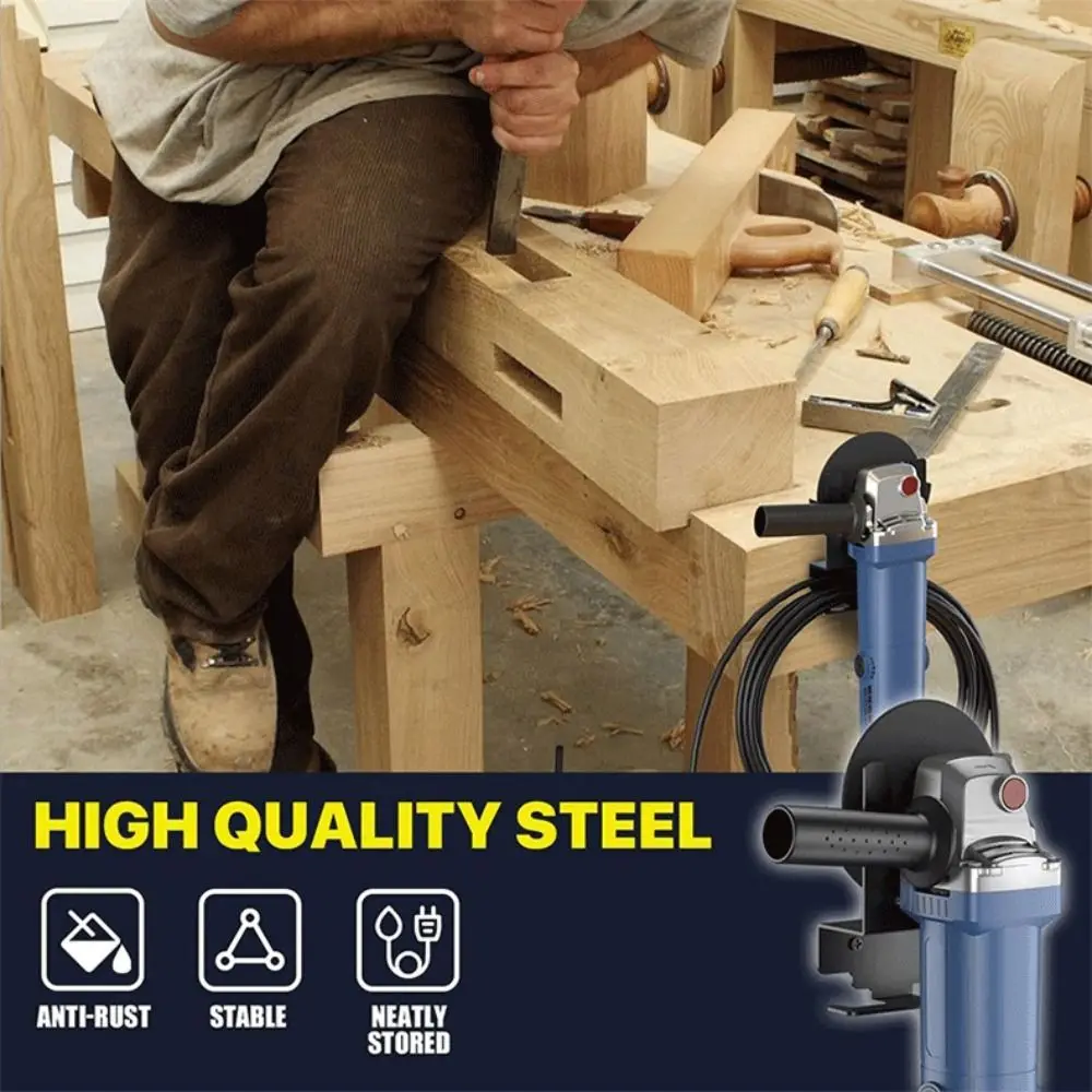 Heavy Duty Wall Mount Angle Grinder Holder Metal Wear-resistant Angle Grinder Rack Durable Black Tool Storage Rack