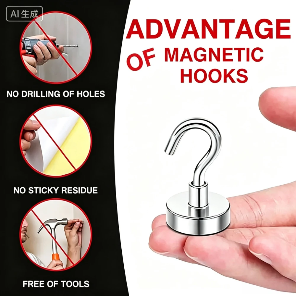 SNE10-75 Multi-size Magnetic Hooks, Cruise Hanging Hooks for Fridge, Grill, Towels, Household & Office Organizing
