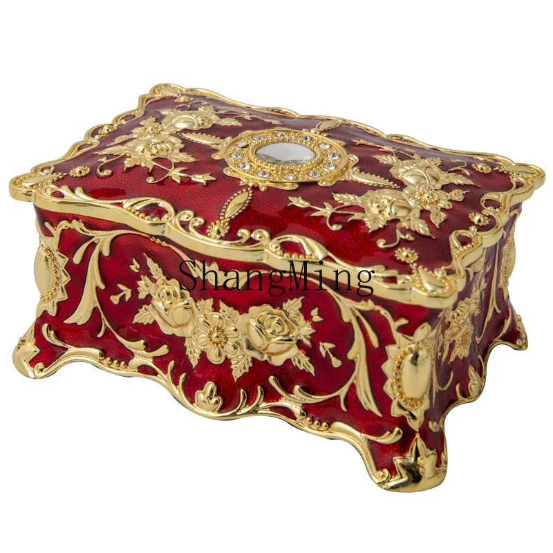 

DSA light luxury jewelry box metal desktop storage box flip cover household ornament wholesale storage box