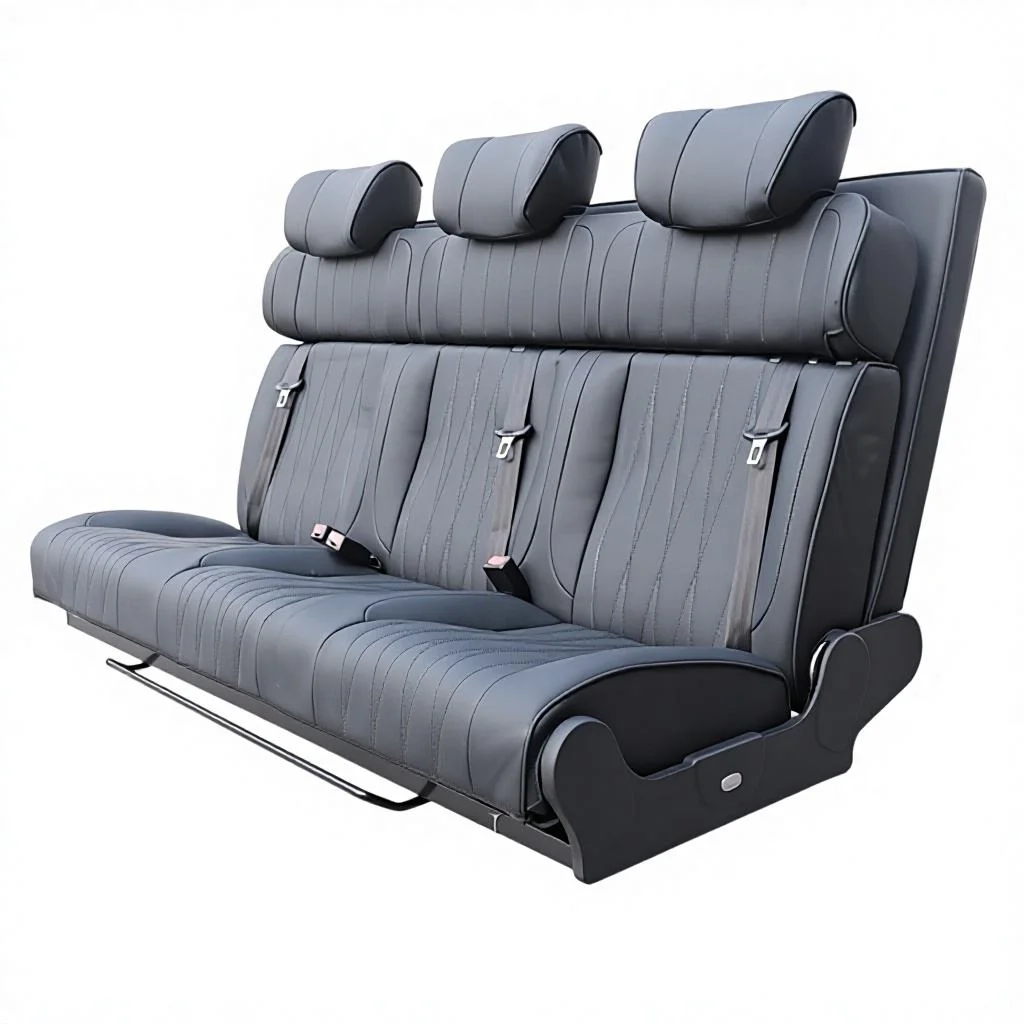 

AutoLiuma Trifold Reversible Camper Van Seat Bed 3 Person Bench Seat Converts to Bed for Van Life RV Custom Color Options