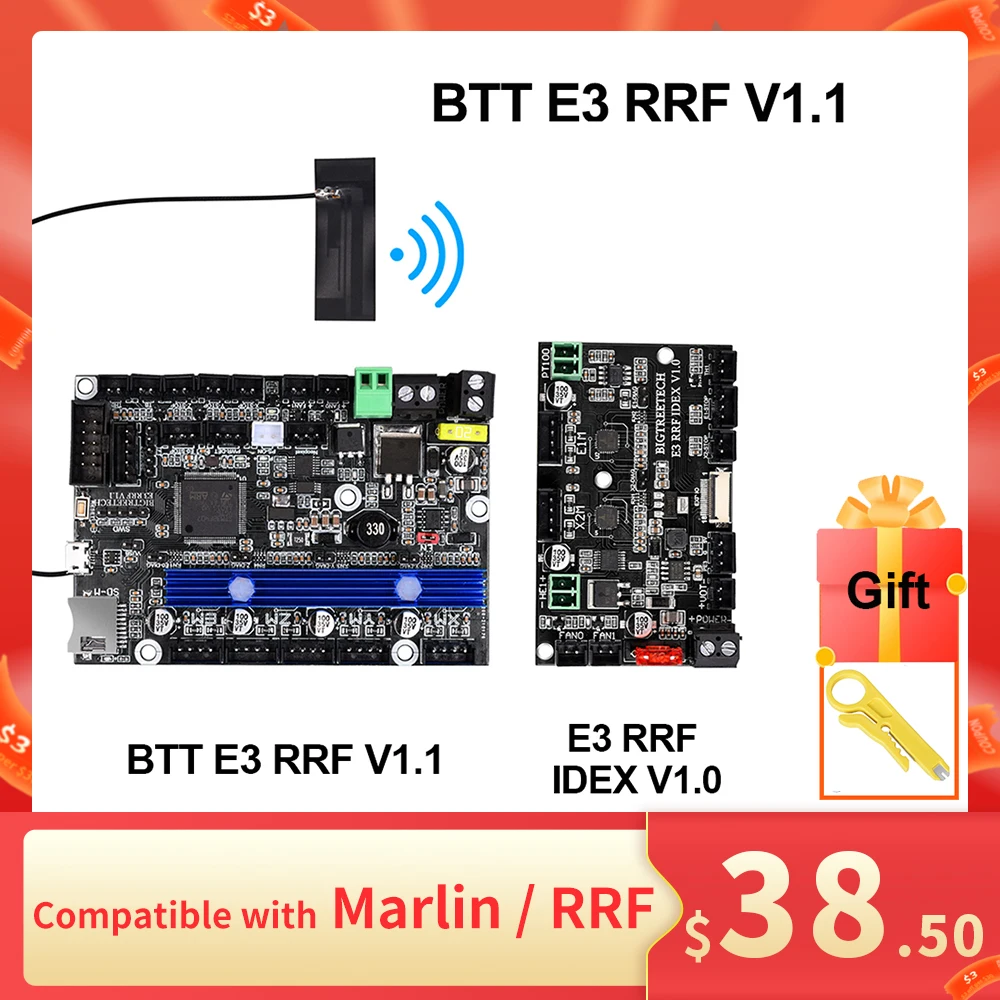 

Плата управления BIGTREETECH E3 RRF V1.1, RRF IDEX V1.0 с TMC2209 UART, детали для 3D-принтера Ender 3/5 Pro Upgrade BTT SKR V1.4