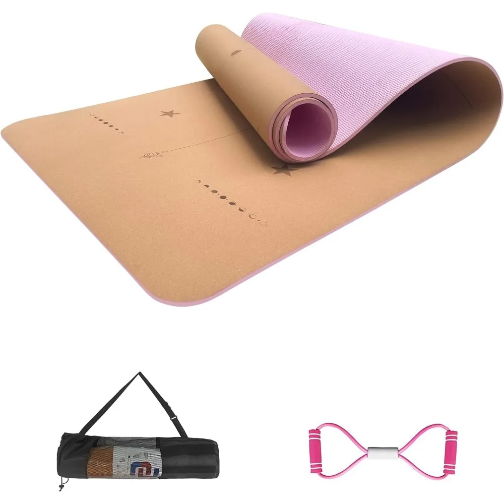 Extra Thick 6mm Non Slip Eco Yoga Mat with Alignment Lines Lightweight for Hot Yoga Pilates Gym Workout