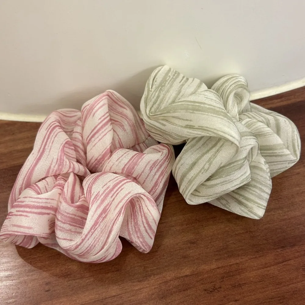 1/4 قطعة نسيج مخطط ناعم اللون Scrunchies مادة متدفقة مثالية لتصفيف الشعر اليومي ذيل حصان إكسسوار شعر أنيق بسيط