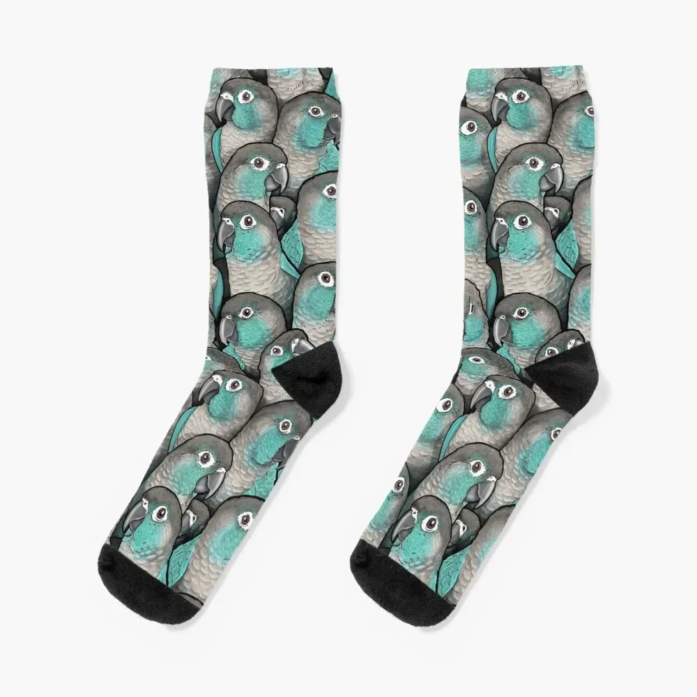 Turquoise Green-Cheeked Conures Socks floor floral kids Children's Socks For Men Women's