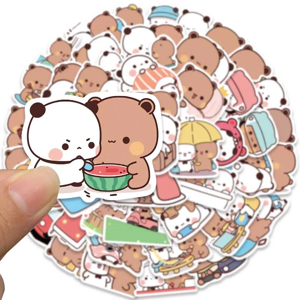 50pcs Stickers Cute Bear Couple DIY Toy Doodles Decorative Graffiti Decal Phone Bottles Scrapbook Waterproof