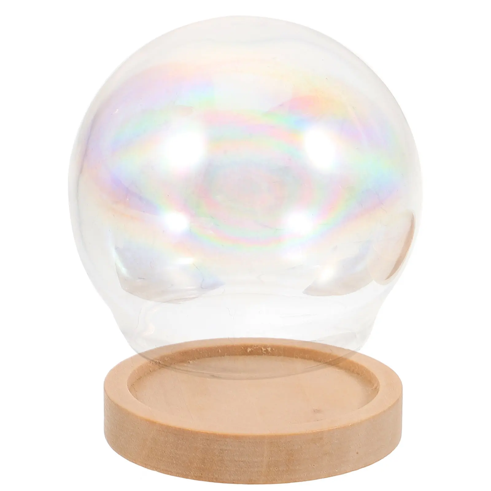 Glass Dome with Wood Base Preserved Flower Cover for Birthday Party Banquet Wine Party Desktop Decor Eternal Flower Display