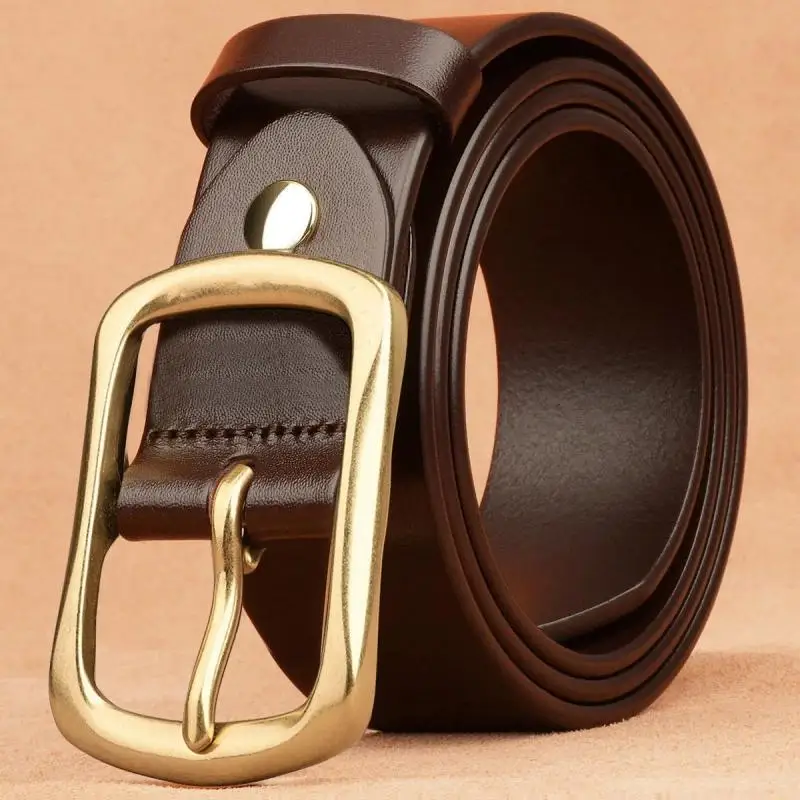 3.8CM 130CM Men Pure Cowhide Belt Genuine Leather Buckle Casual Young Business Fashion Trend Necessary Luxury All Leisure Gift