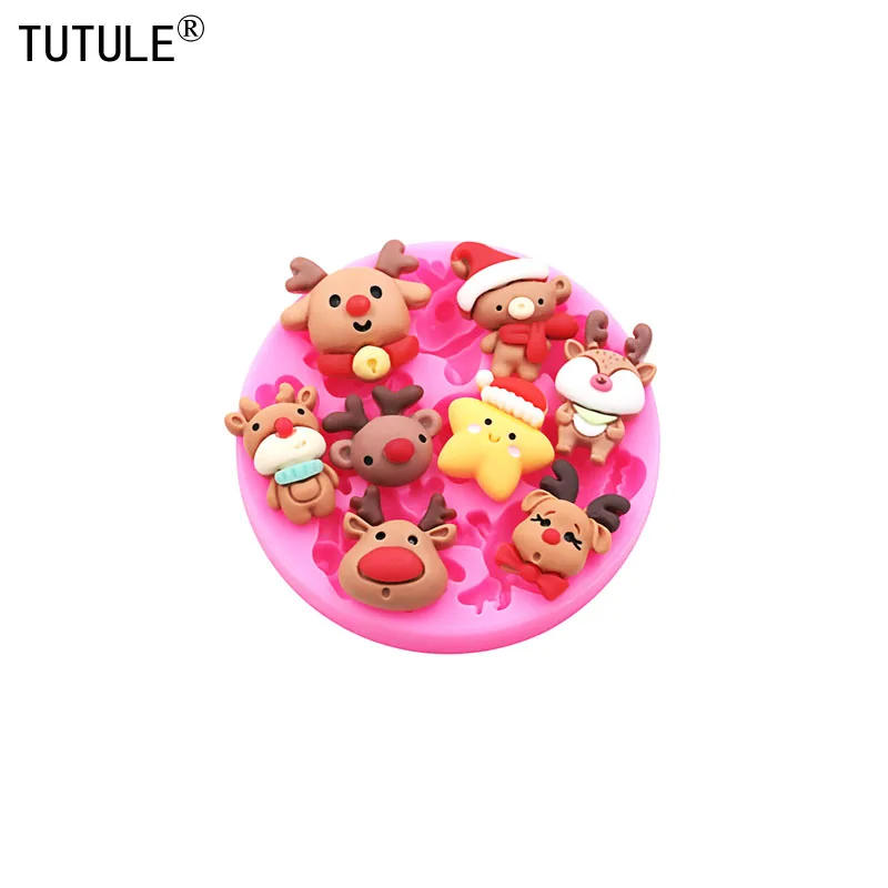 Christmas The bear Silicone Mold Christmas star Fondant Sugar Cupcake Craft Silicone Molds drop glue decorative epoxy resin Mold