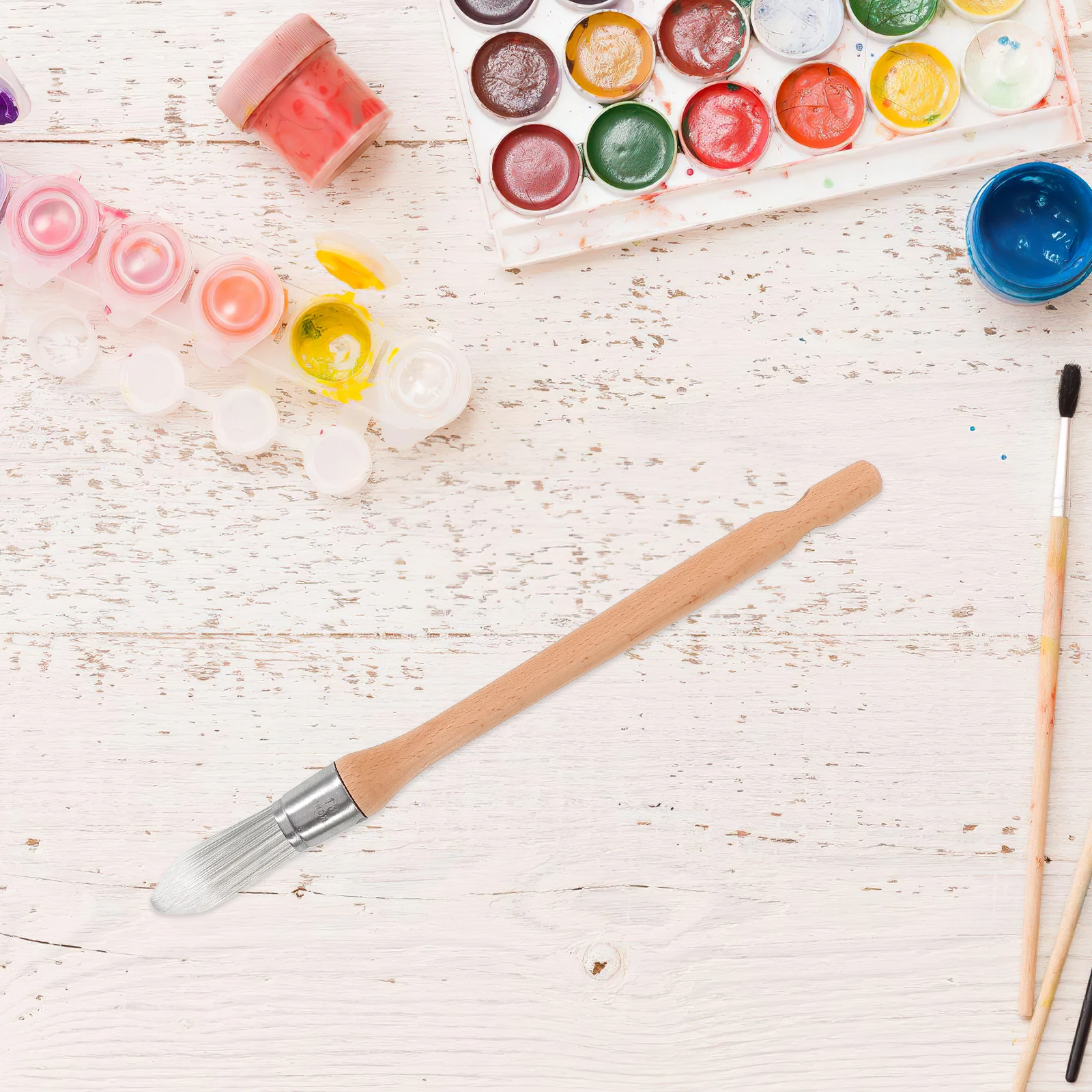 

Paint Brush Set Fine Detail Wood Handle Multi-Use for Wall Art Watercolor Oil Painting Supplies Lightweight Easy for Gaps