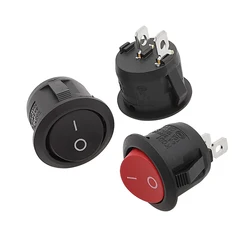 5Pcs KCD1-105 Diameter 20mm Round Rocker Switch AC 6A/250V 10A/125V 2 Pin Boat Rocker Switch ON-OFF Push Button Switch Red Black