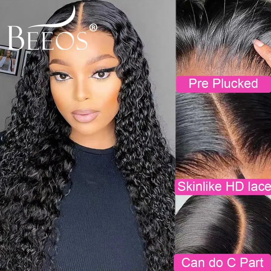 250% 13x6 HD Lace Full Frontal Wigs Water Wave Transparent HD Lace Frontal Human Hair Wigs Pre Plucked Curly Wig Melt Skins Remy