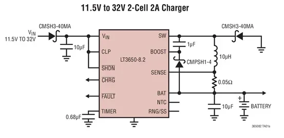 LT3651 LT3651EUHE-8.2 LT3651IUHE-8.2 LT3651EUHE-8.4 LT3651IUHE-8.4 - Monolithic 4A High Voltage 2-Cell Li-Ion Battery Charger