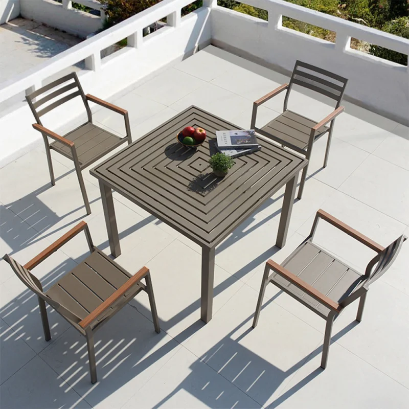 Outdoor Table And Chair Set，Aluminum Alloy Leisure Dining Table Chairs Outdoor , Courtyards, Open-Villas, Hotel Balconies, And G