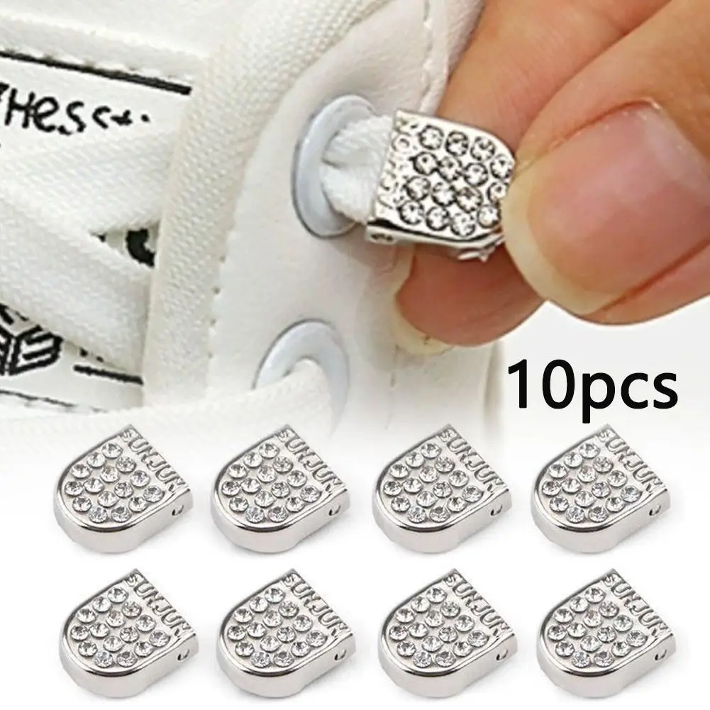 10 Pcs No Tie Shoelace Buckles Stainless Steel 0.8cm Metal Shoe Lace Anchors Clips Heavy Duty Laziness Shoelace Locks Stopper