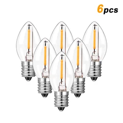 6Pack C7 Candelabra LED Light Bulbs 0.5W E12 E14 Chandelier Base 7W Incandescent Equivalent Vintage Christmas Candle Edison Bulb