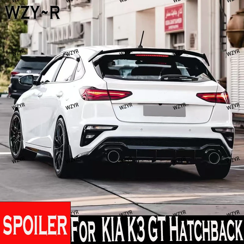 For KIA K3 GT Hatchback 2019 20 21 2022 Carbon Fiber Look Gloss Black GT Style Car Rear Trunk Rear Roof ABS Spoiler Accessories