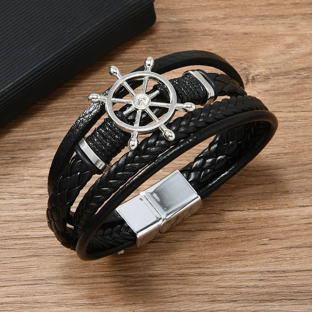Bracelet en cuir tressé multic - Vintage Fashion Wheel avis et prix