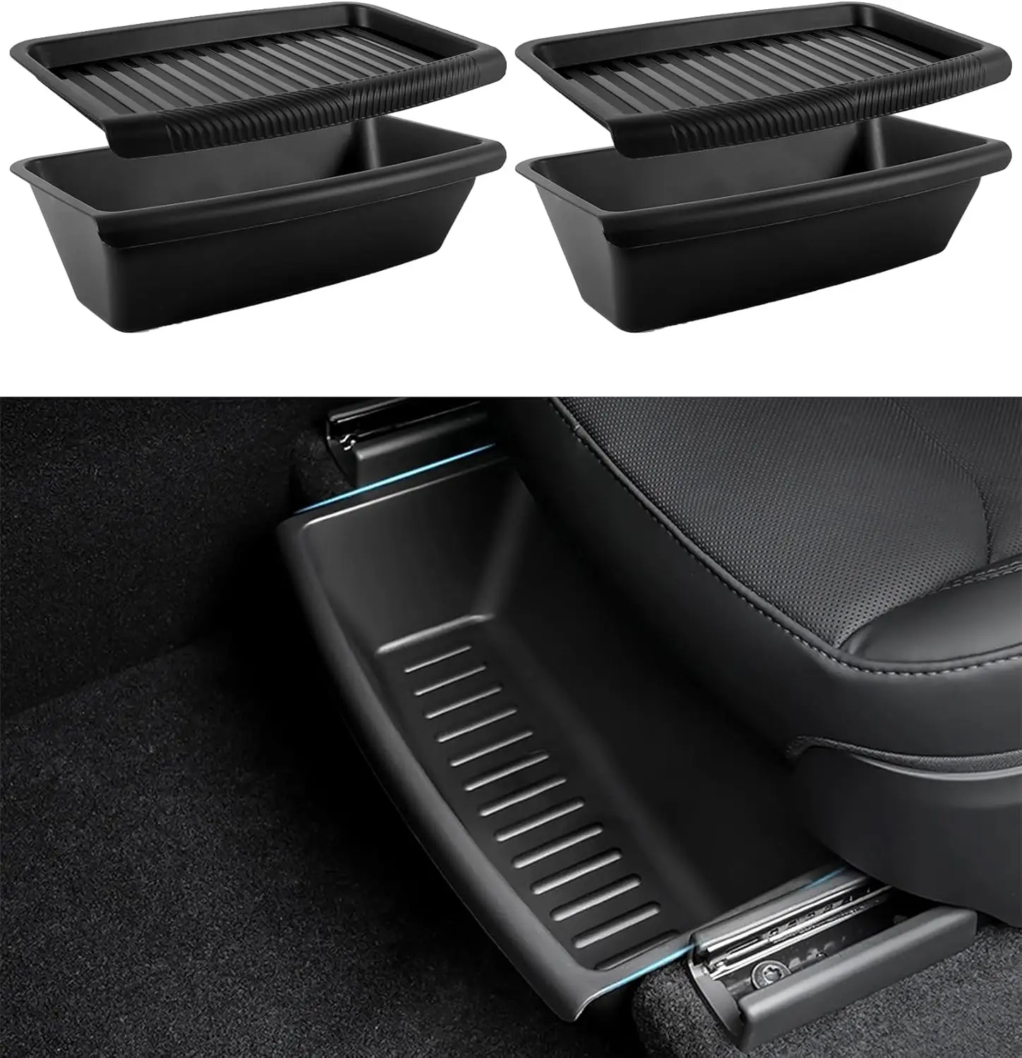 

Ящик для хранения под сиденьем, 2 упаковки, 2025-2026, скрытый лоток-органайзер, контейнеры для нижнего белья с крышкой, аксессуары для Tesla Model Y Juniper 2026