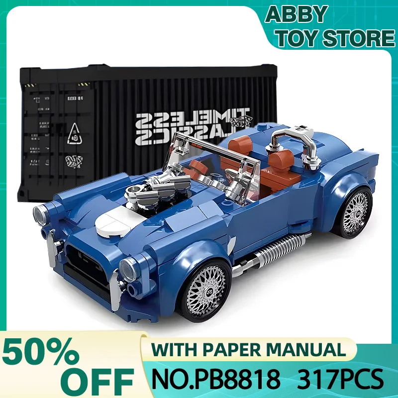 PB8818 DIY Open Top Car Technical Speed Sports Eight lattice Car Model Building Block Brick Puzzle Toy Carriage Display Box Chri