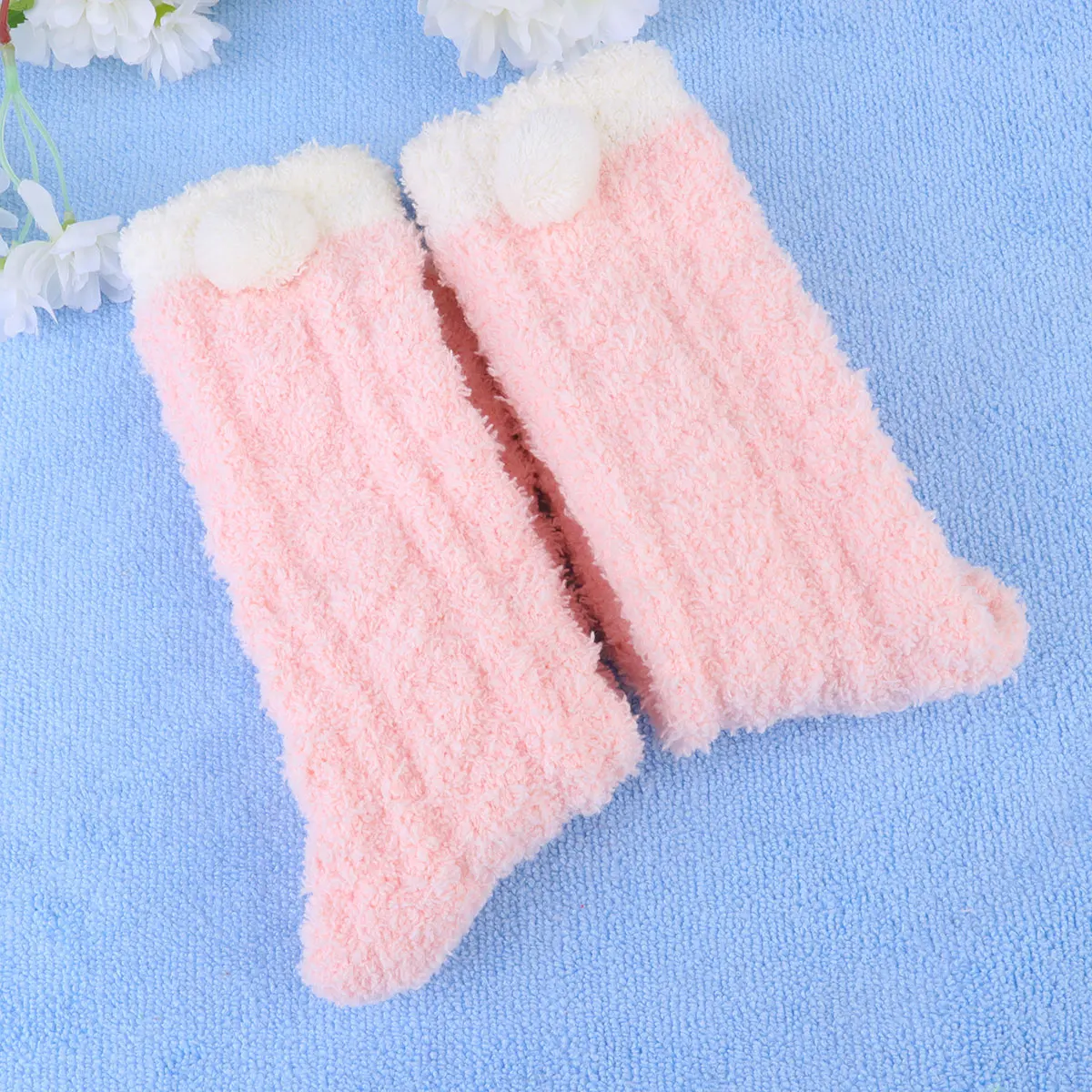 

Thickened Sleep Socks Warm Coral Fleece Pink Winter Bed Socks for Sleeping Cold Weather Soft Comfortable Students