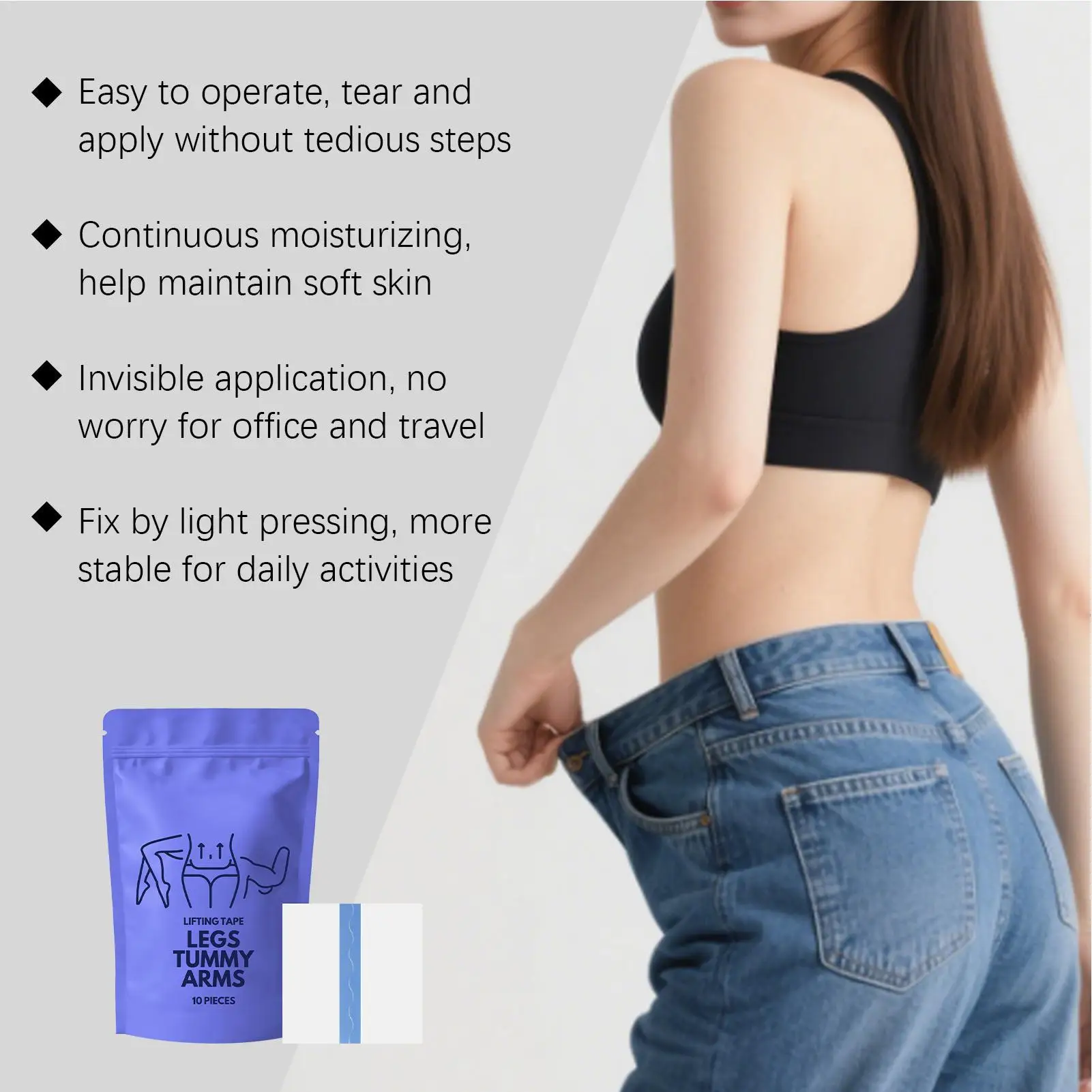 10 Pieces Sweatproof Adhesive Slim Pads Invisible Body Lift Tape For Women Lady Men Girlfriend Wife Arm Leg Abdomen Skin