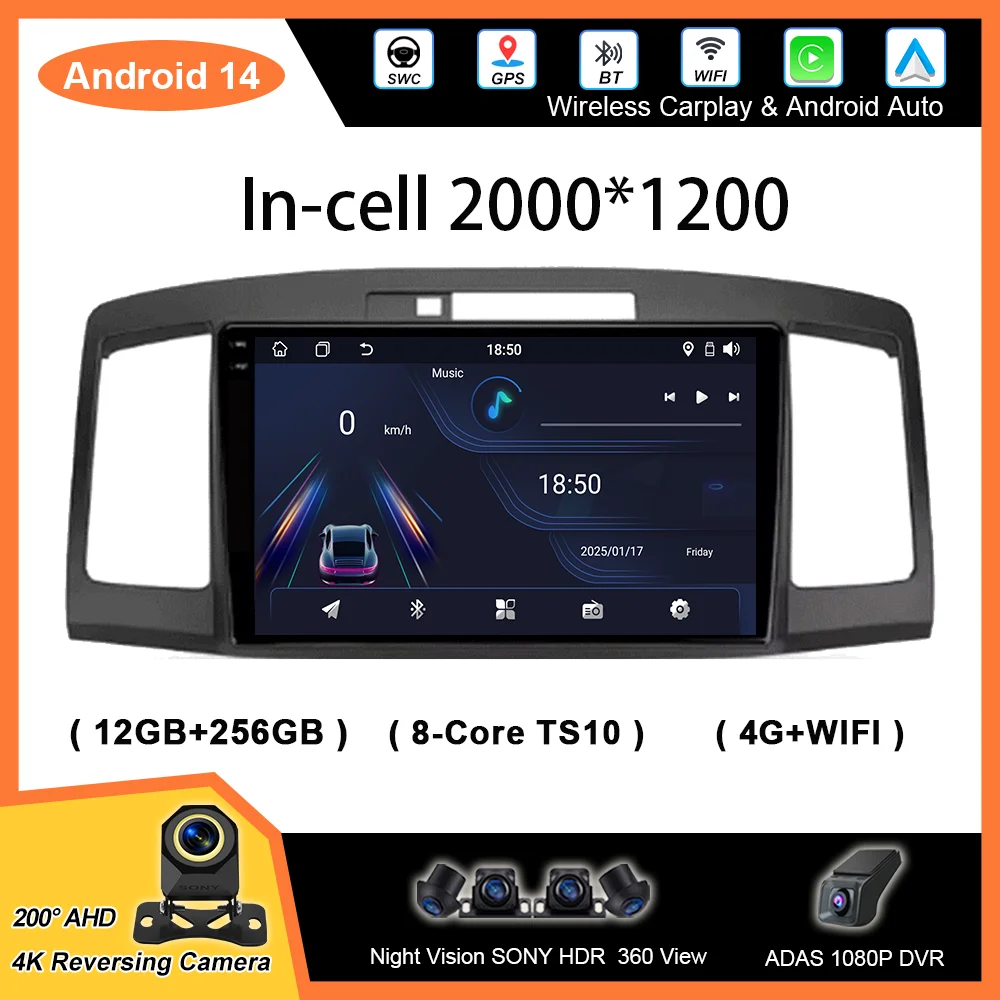 

Android 14 Auto Radio Stereo For Toyota Allion Premio T240 2001-2007 Car Multimidia Video Navigation GPS Head Unit NO 2din DVD