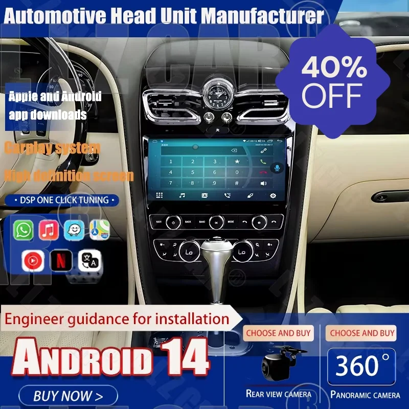 10.9'' HD Android Car Stereo For Bentley Continental GT Flying Spur 2005-2019 Wireless CarPlay GPS WiFi BT Multimedia Head Unit