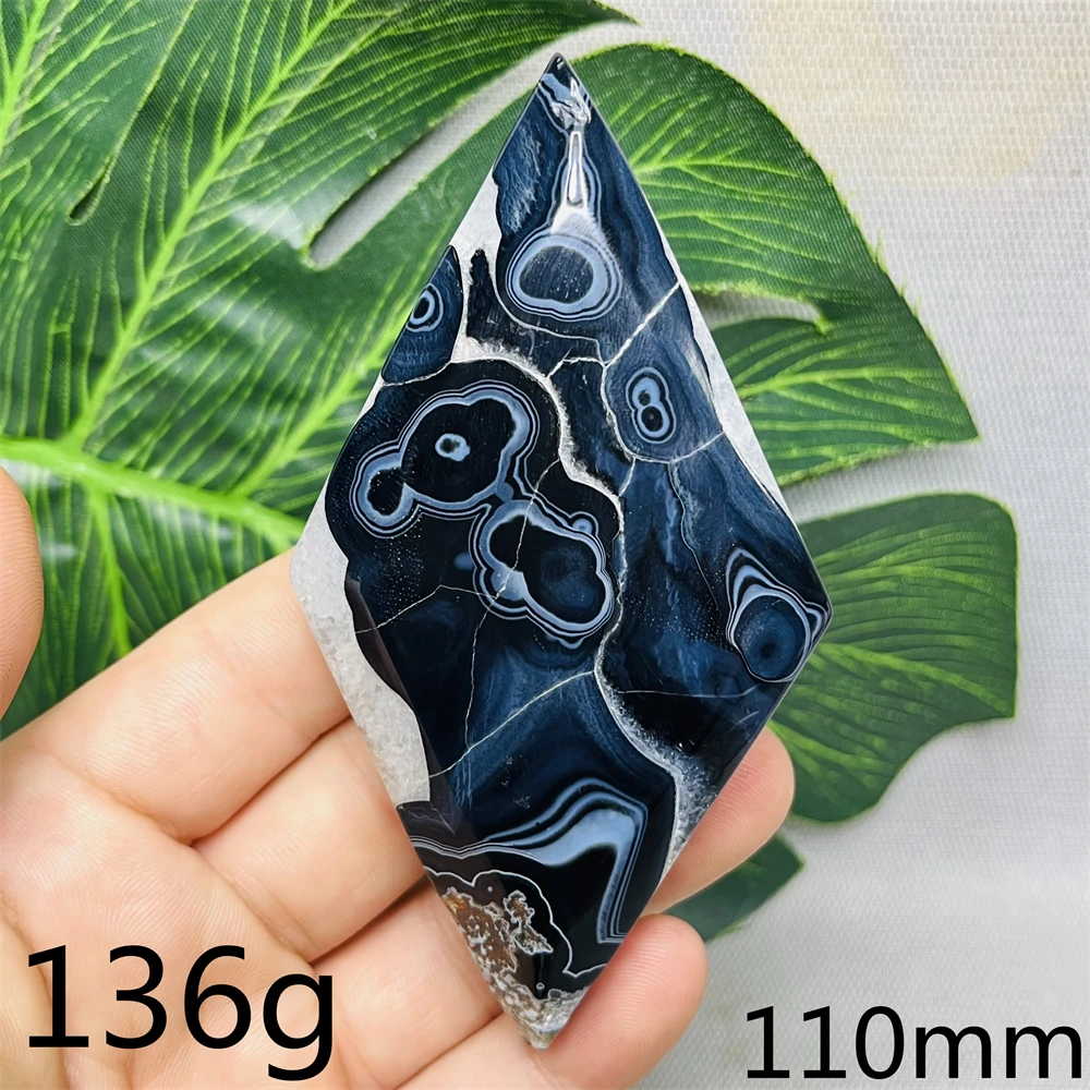 Natural Gemstone Black Geode Agate Piano Lacquered Prismatic Eye Hand Polished Home Room Decoration Gift Witchcraft Altar Prayer