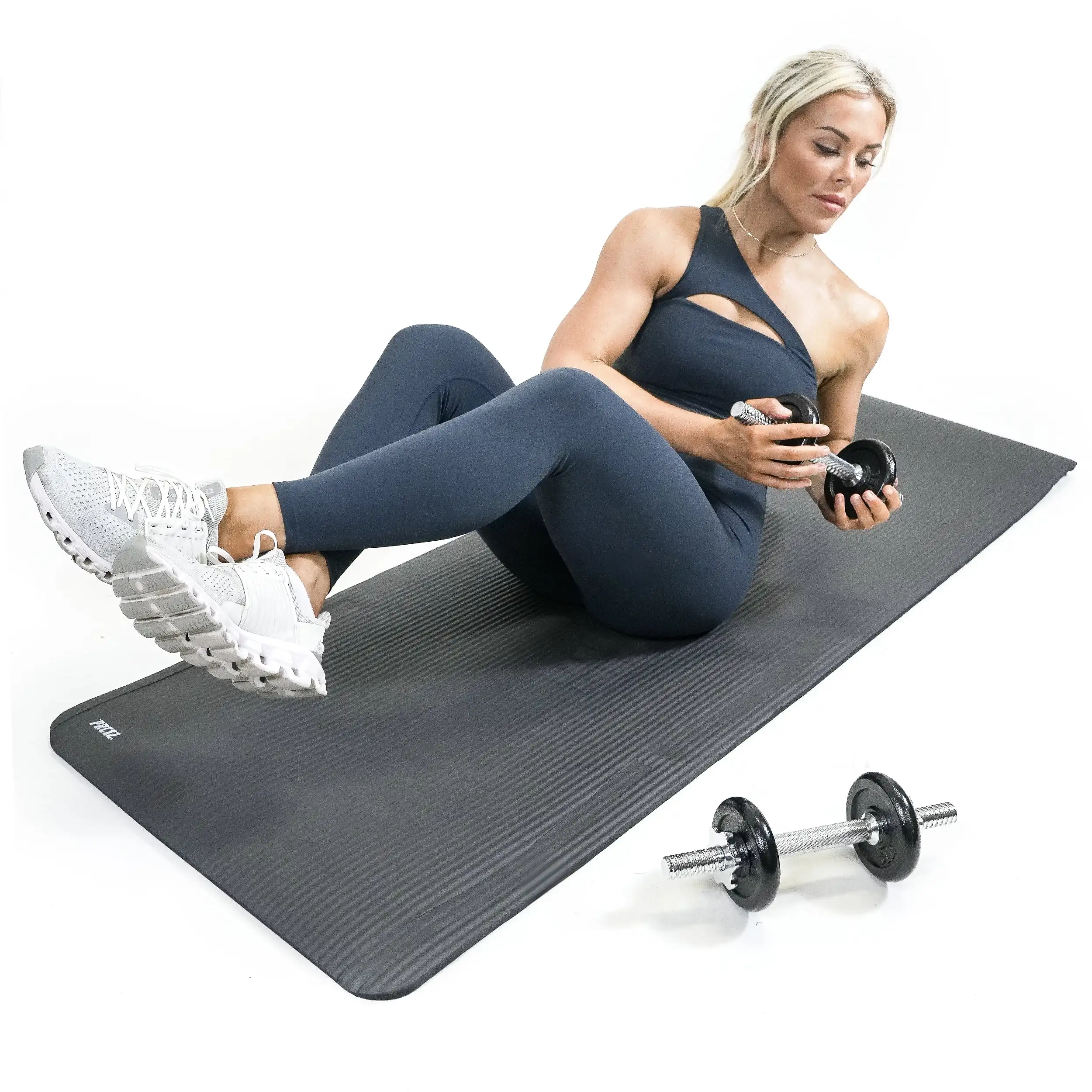 سجادة تمرين سميكة 12 مم لجميع الأغراض، إسفنج NBR مقاس 72 × 24 بوصة، سجادة يوجا غير قابلة للانزلاق مع حزام حمل، لصالة الألعاب الرياضية المنزلية واللياقة البدنية، باللون الأسود