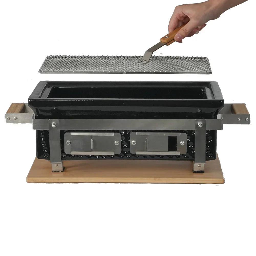 Nueva llegada, recién llegado, mesa de parrilla de Kebab de cerámica de estilo japonés Yakiniku Yakitori Teppanyaki con brochetas de barbacoa coreanas de acero C