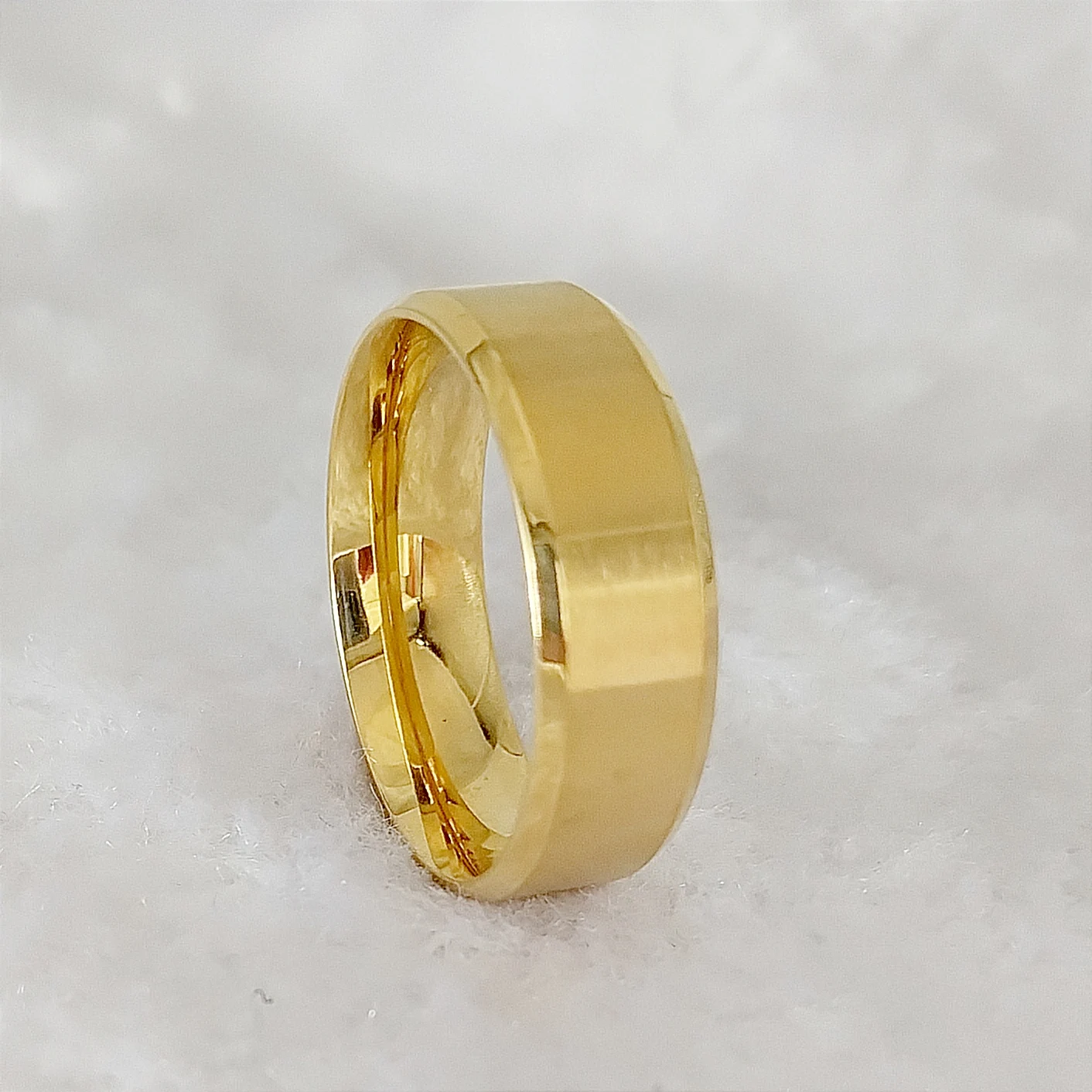 Classico 8mm Metallo Gioielli da uomo Moda Fedi nuziali per uomo Maschio Ragazzi Uomo Anello in acciaio inossidabile al titanio placcato oro 18k